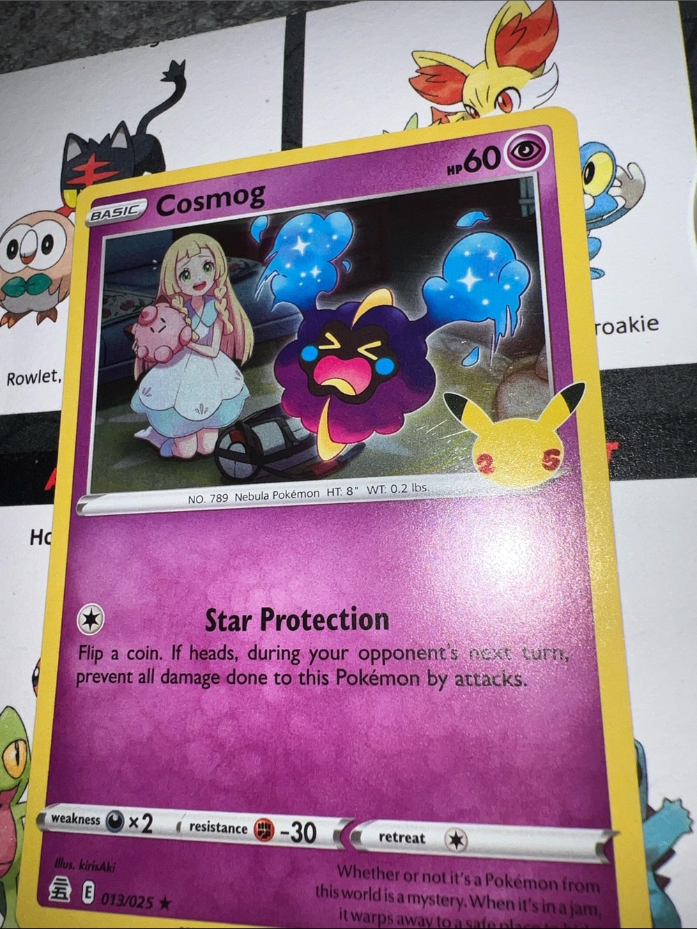 Pokemon Cosmog Trading Card - Purple & Yellow Border